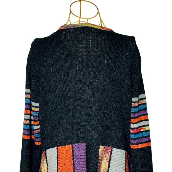 The Pyramid Collection Vibrant Striped Tunic Sweater with Asymmetrical Hem, XL - Picture 7 of 12